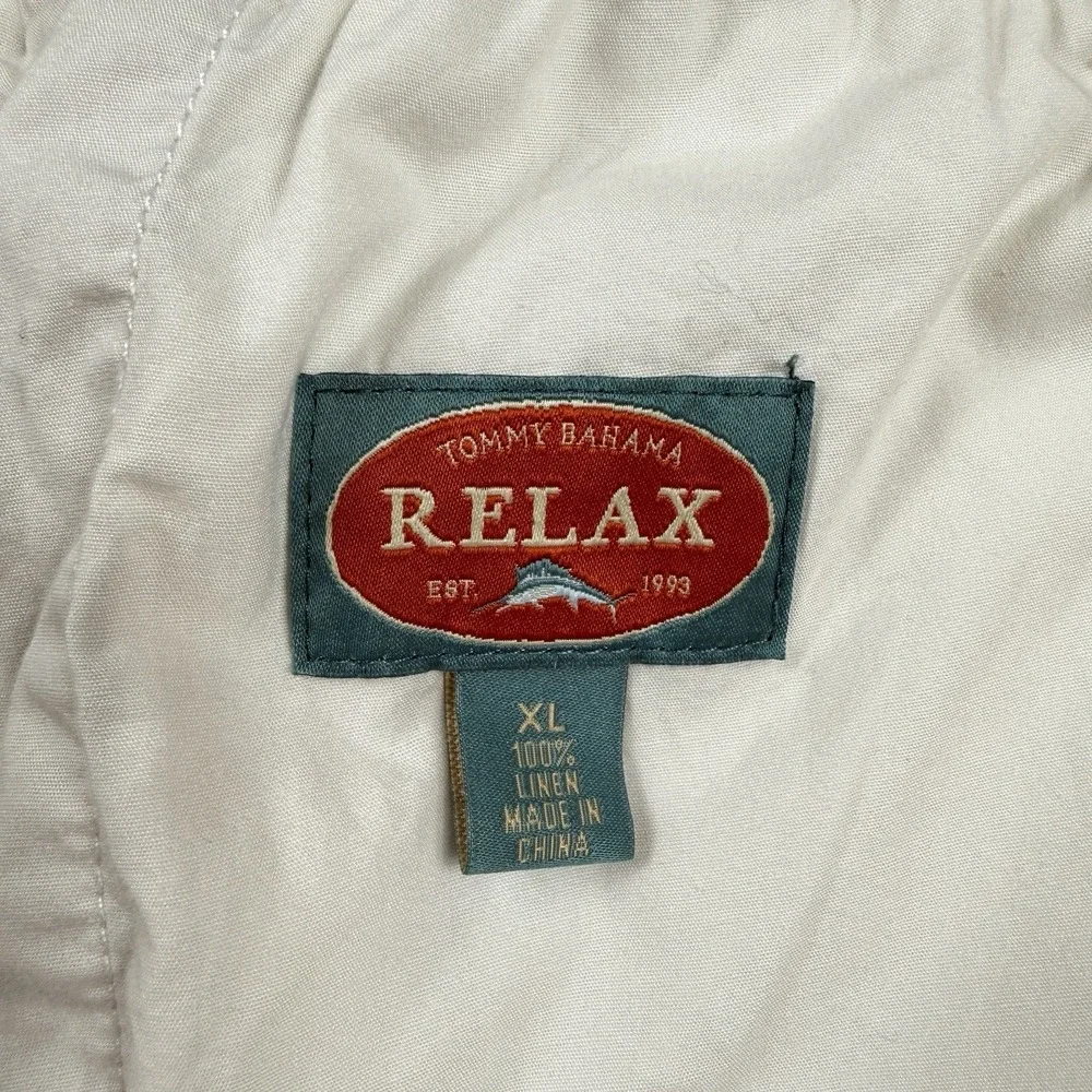 Tommy Bahama Relax Linen Cargo Pants Men XL Beige Drawstring Beach Casual